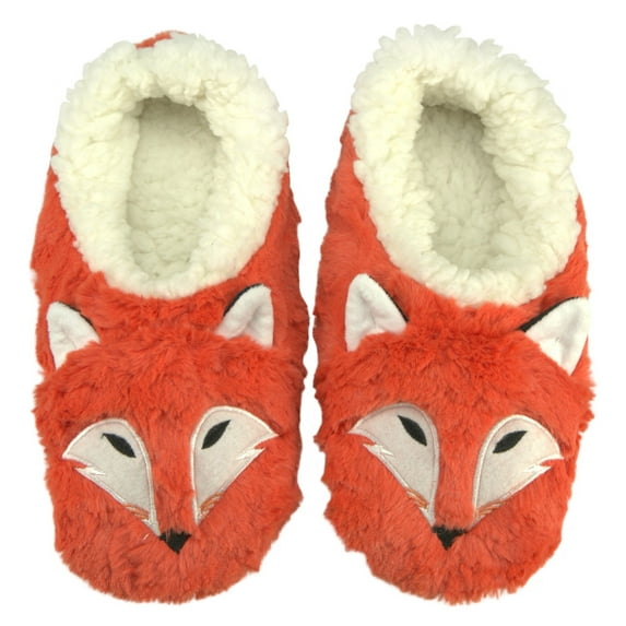 Oooh Geez Women's Cozy Fuzzy Slippers, Foxy, Funny Animal House Shoes, S