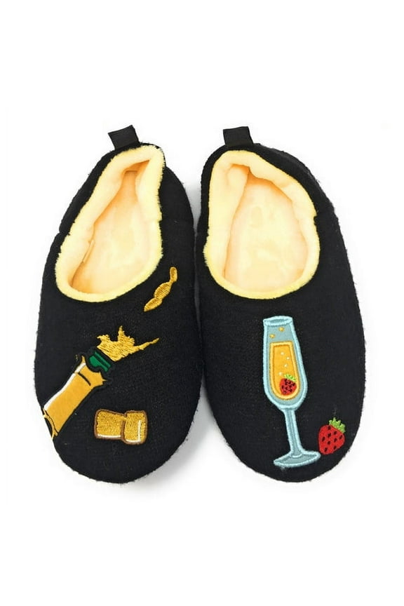 Women's Cozy Fuzzy Slippers, Funny Plush House Shoes, Bubbly Time, S