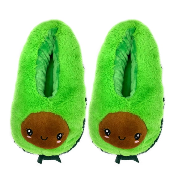 Oooh Geez Womens Funny Fluffy House Slippers, Avocuddle, Cute Shoes with Grippers, S