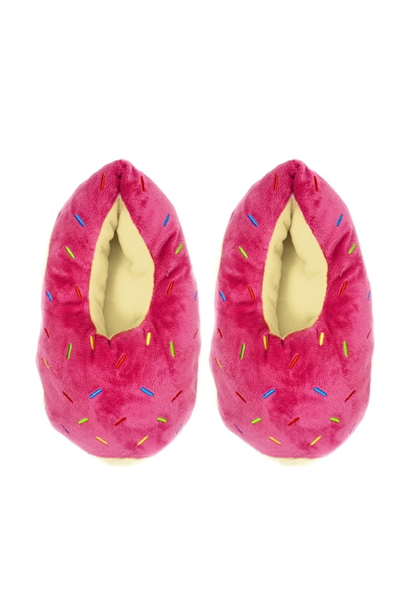 Womens Funny Fluffy House Slippers, Donut Judge Me, Cute Shoes with Grippers, M