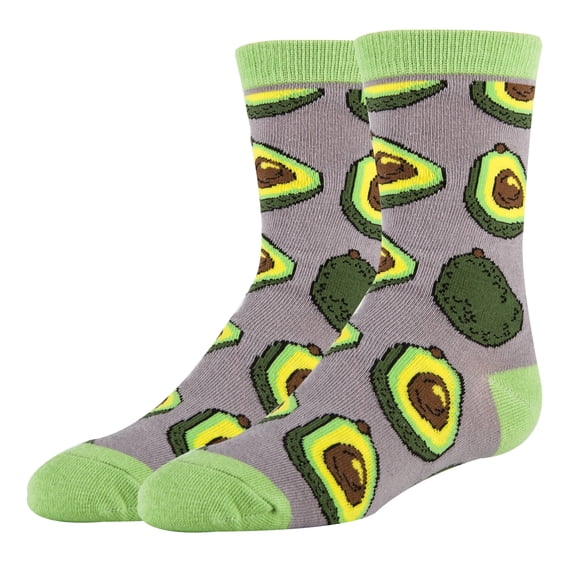 Oooh Yeah Kids Colorful Funny Novertly Crew Socks, Avocado Life, One Size