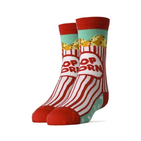 Oooh Yeah Kids Novelty Crew Socks, Funny Colorful Socks, Box O' Popcorn, One Size
