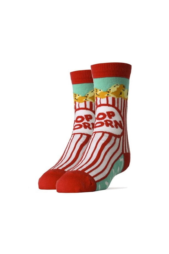 Kids Novelty Crew Socks, Funny Colorful Socks, Box O' Popcorn, One Size