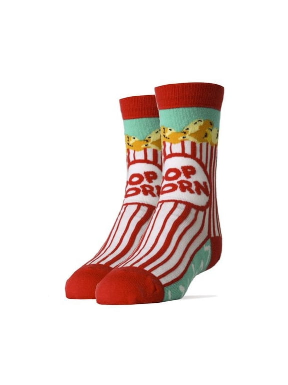 Kids Novelty Crew Socks, Funny Colorful Socks, Box O' Popcorn, One Size