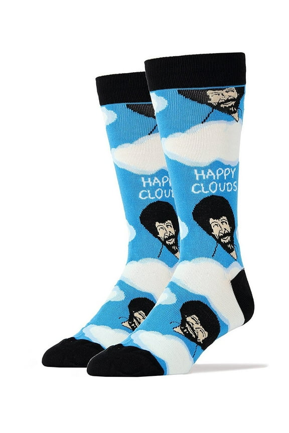 ! Men's Bob Ross Cotton Crew Socks (Blue)