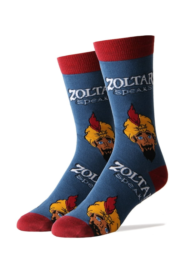 Men's Funny Colorful Crew Socks, Novelty Cotton Socks, Zoltar Speaks Again