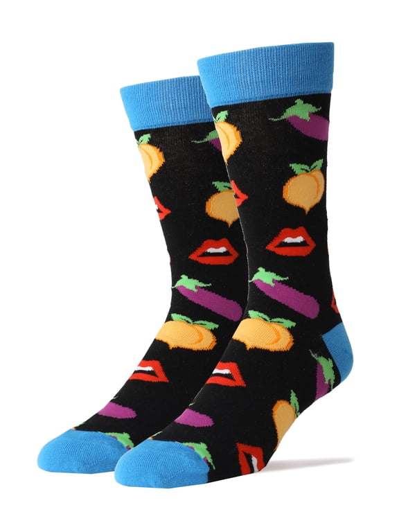 Men's Funny Crew Socks, Humor Dress Cotton Novelty Socks, Cheeky, One Size