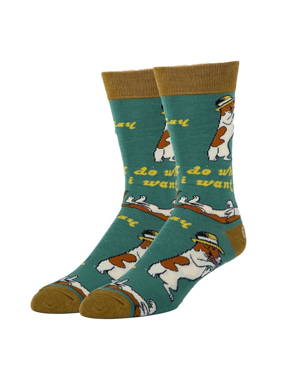 Men's Funny Doggy Colorful Crew Socks, Do what I want, Novelty Cotton Socks, Shoe Size 8-13
