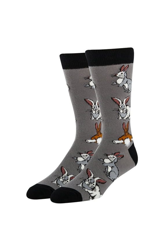 Men‘s Funny Novelty Crew Socks, Bunny Hop, Easter Crazy Dress Socks, One Size