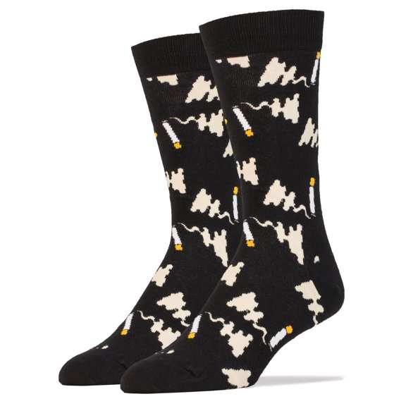 Oooh Yeah Men's Funny Novelty Crew Socks, Crazy Cool Silly Cotton Socks, Cigarette Break