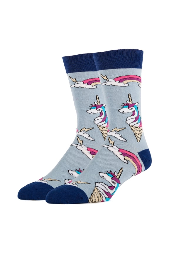 Men's Funny Novelty Crew Socks, Crazy Fashion Dress Socks, Unicone, One Size