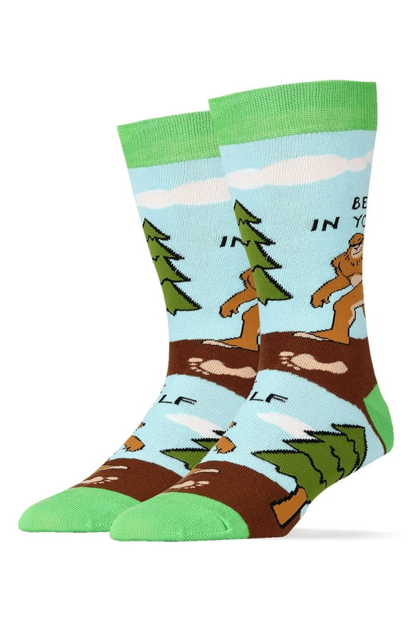 Men's Novelty Crew Socks, Funny Bigfoot Casual Dress Cotton Socks, Believe