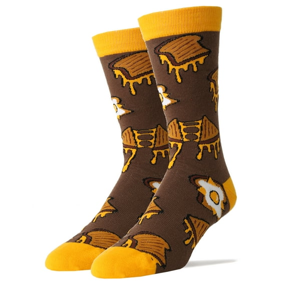 Oooh Yeah Men's Novelty Crew Socks, Funny Food Crazy Silly Socks, Grilled Cheese