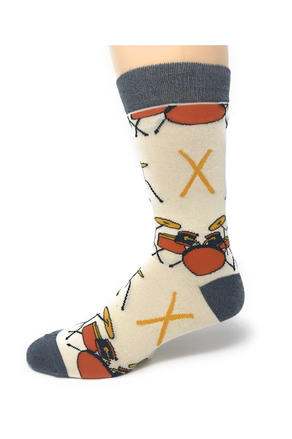 Men's Novelty Crew Socks, Funny Socks, Crazy Silly Socks, Cool Fashion Socks, Drums