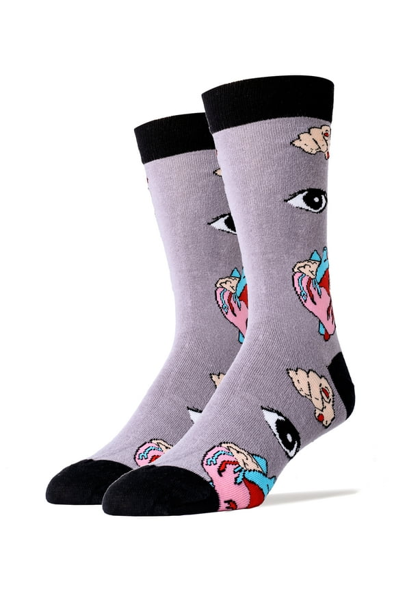 Men's Novelty Funny Crew Socks, Eye Heart You, Crazy Fashion Cotton Socks