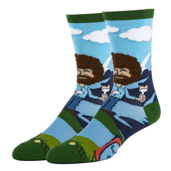 Oooh Yeah Mens Bob Ross Colorful Funny Cotton Crew Socks, Let’s get Crazy