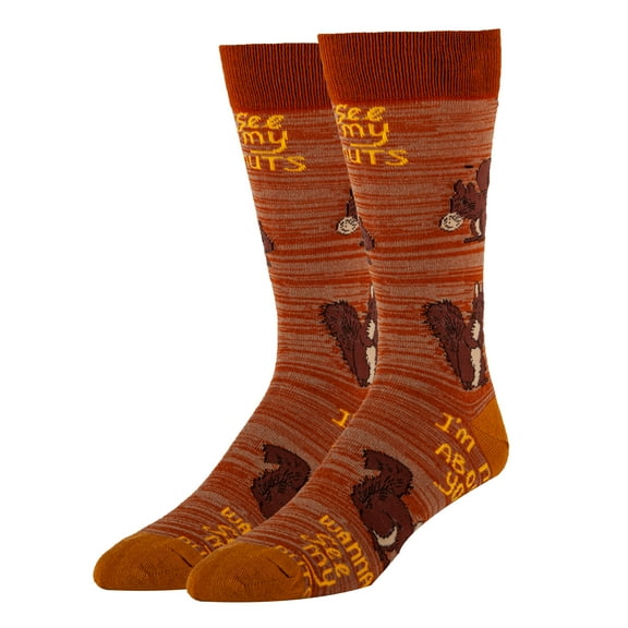 Oooh Yeah Mens Novelty Crew Socks, Nuts About U, Funny Fashion Dress Socks, One Size
