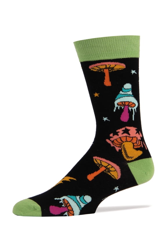 Mens Novelty Funny Crew Socks, Shrooms, Crazy Colorful Fashion Socks
