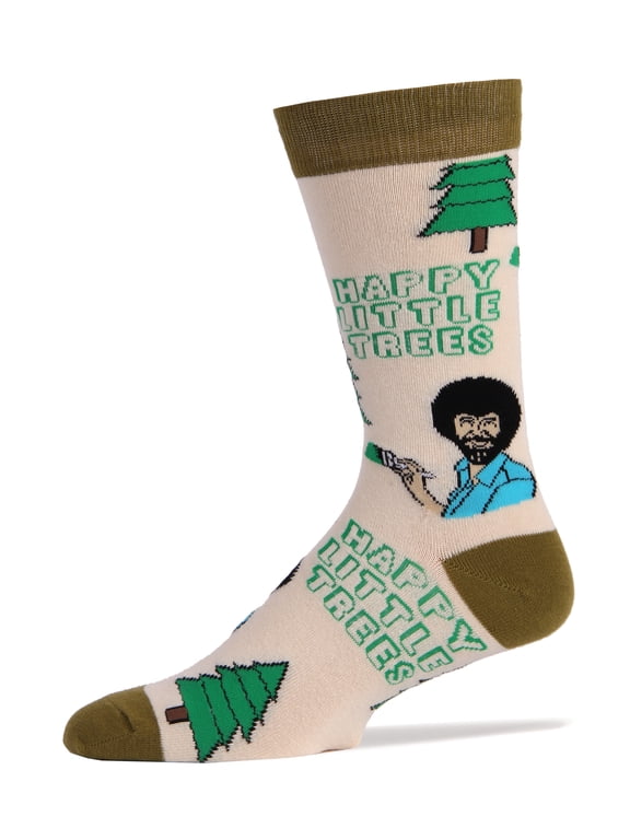 Socks, Men's Cotton Crew Sock (Always Happy Trees)