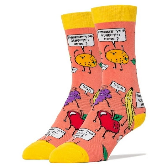 Oooh Yeah! Socks, Mens Cotton Crew Sock (Orange You Glad)