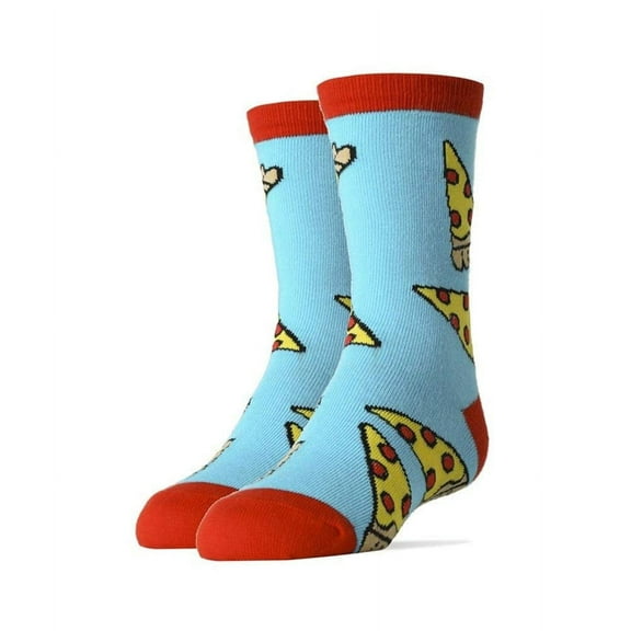 Oooh Yeah Men's Funny Cotton Crew Sock, Novelty Silly Cool Socks, Pizza Party