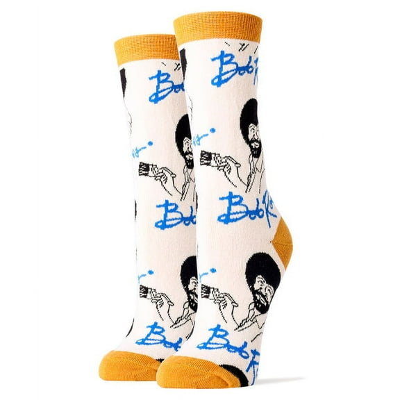 Oooh Yeah Women's Funny Colorful Crew Socks Novelty Cool Cotton Socks, It's Bob Ross, One Size