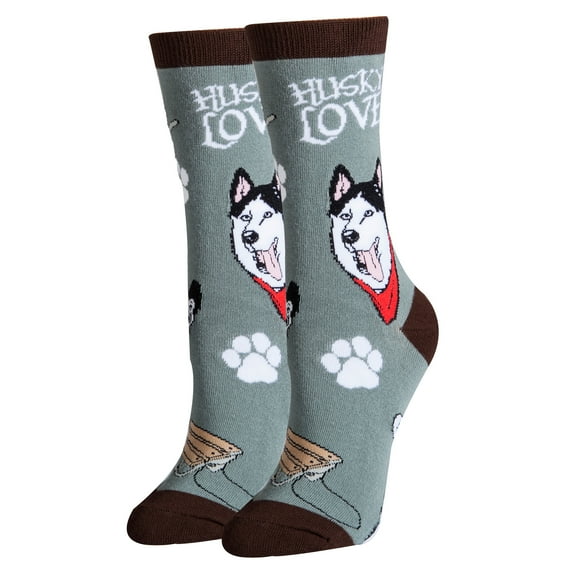 Oooh Yeah Women's Funny Crew Socks, Husky Love Getting Husky Meme, Grey, One Size