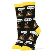 Oooh Yeah Women's Funny Emoji Crew Socks, Poop, Crazy Silly Cool Dress Socks