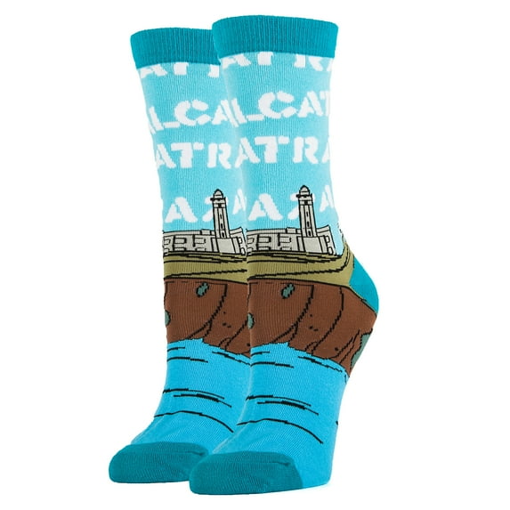 Oooh Yeah Women's Funny Novelty Crew Socks, Alcatraz, Crazy Cool Fashion Socks