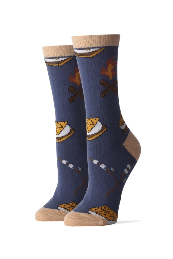 Women's Funny Novelty Crew Socks, Camp Vibes, Crazy Silly Fashion Socks