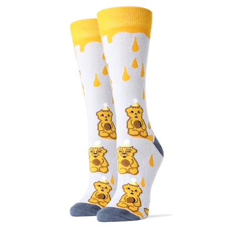 Oooh Yeah Women's Funny Novelty Crew Socks, Colorful Fashion Socks, Honey Bear