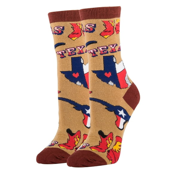 Oooh Yeah Women's Funny Novelty Crew Socks, Crazy Cool Fashion Socks, Texas Love