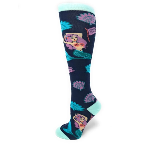 Oooh Yeah Women's Funny Novelty Knee High Socks, Mermaid Gang, Colorful Fashion Socks
