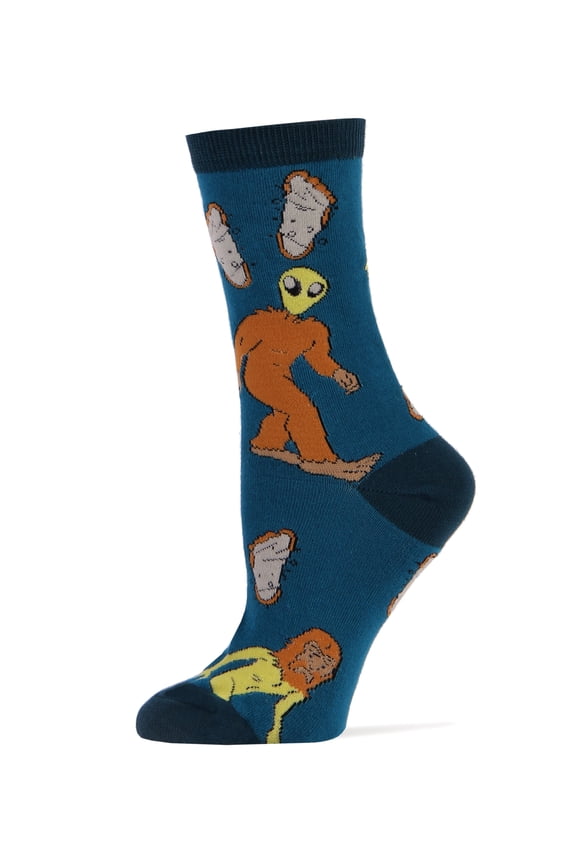 Women's Novelty Crew Socks, Funny Crazy Socks, Aliens Are Afoot, One Size