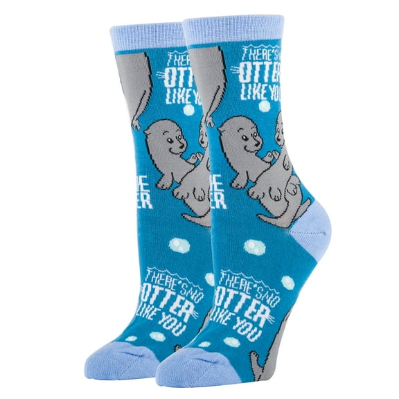 Oooh Yeah Women's Novelty Funny Crew Socks, Crazy Colorful Socks, Otter Love, One Size