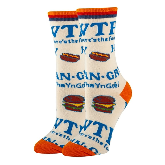 Oooh Yeah Womens Colorful Food Crew Socks, WTF, Funny Novelty Socks