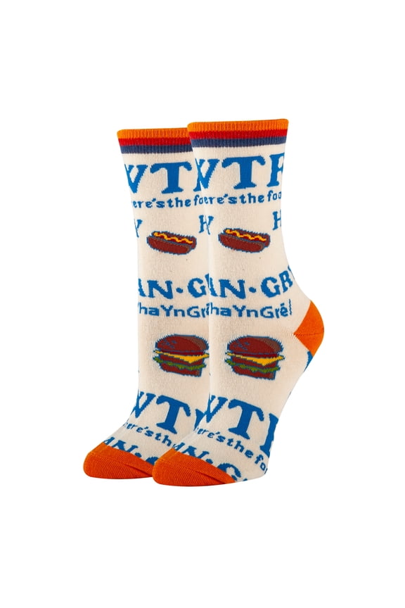Womens Colorful Food Crew Socks, WTF, Funny Novelty Socks