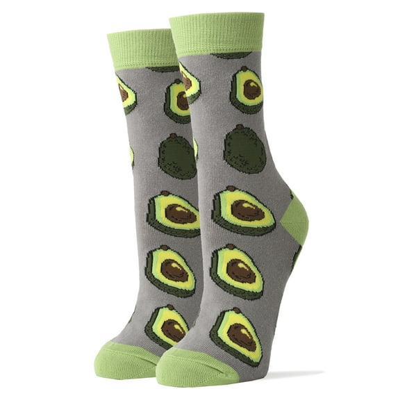 Oooh Yeah Womens Funny Fruit Socks, Avocado Life, Novelty Crew Socks