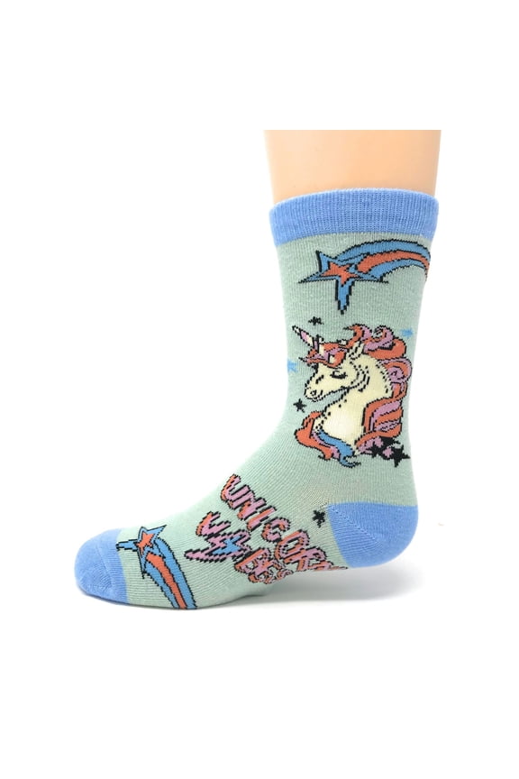 Youth Girls Crazy Funny Novertly Crew Socks Unicorn Vibes