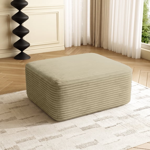 Oooh life Beige Large Oversized Ottoman Footrest for Bedroom, Footrest Ottoman & Coffee Table, Solid Plush Ottoman, Rectangle Floor Ottoman Foot Rest