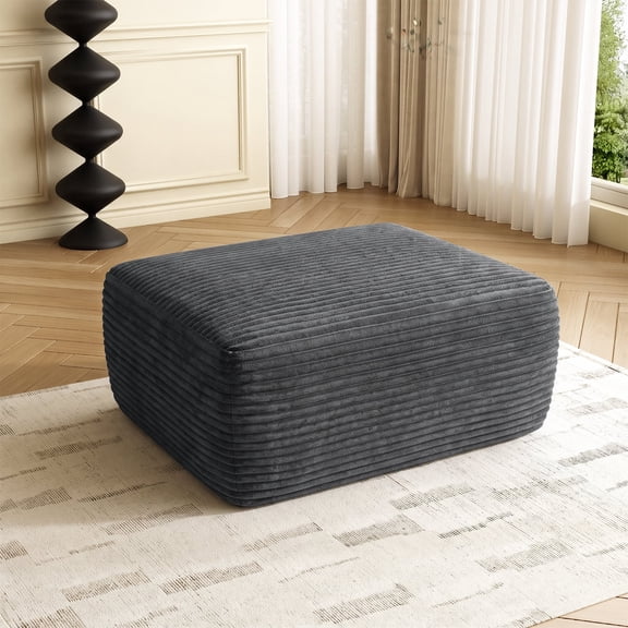 Oooh life Ottoman for Living Room, Extra Seating & Footrest Ottoman, Plush Oversized Ottoman Footrest, Ready to Use, Gray Floor Oversized Ottoman Bench