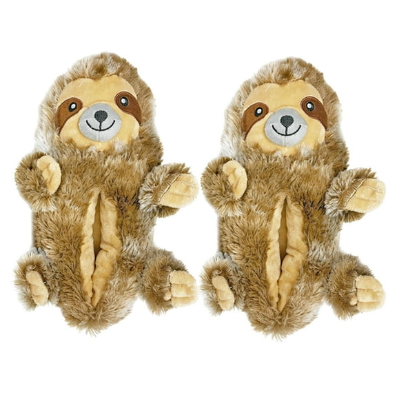 Oooh Geez Kids' Fuzzy Animal Slippers, Slip-Resistant House Shoes, Dusty the Sloth, Sizes 1-4