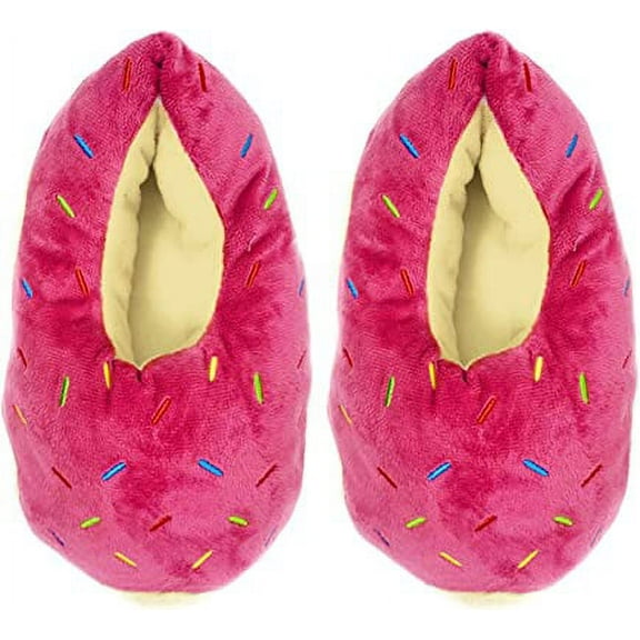 OoohGeez Kids Fuzzy Donut Slippers, Cute Funny Cozy Non-Slip House Shoes for Boys & Girls, Donut Judge Me