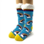 OoohGeez Kids Fuzzy House Slipper Grippers Cozy Socks for Boys & Girls, Happy Days