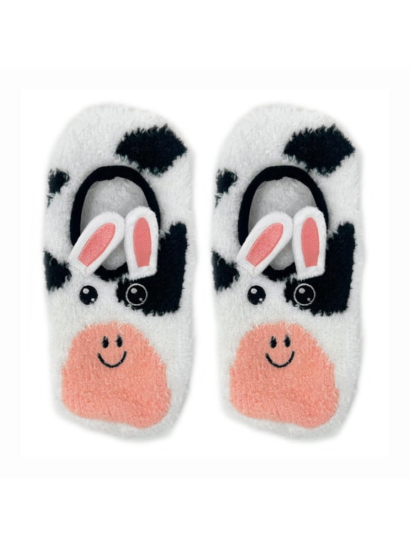 OoohGeez Women's Animal Slipper Socks, Fluffy Fuzzy Grippers Socks, Moo Moo