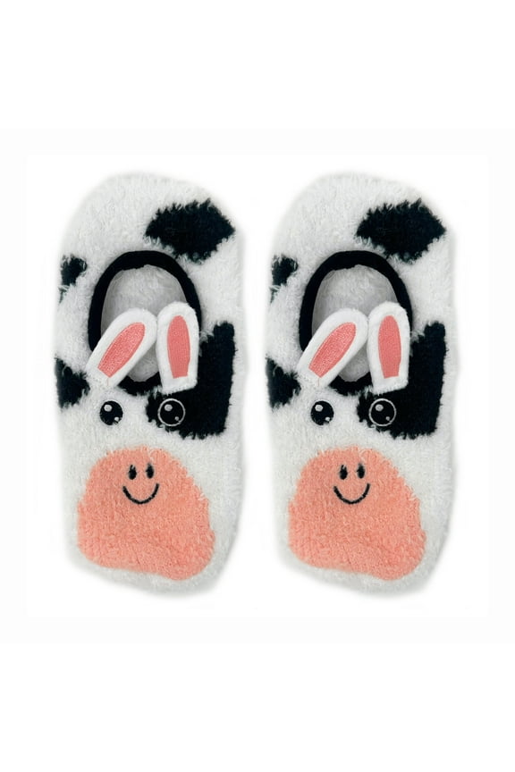 OoohGeez Women's Animal Slipper Socks, Fluffy Fuzzy Grippers Socks, Moo Moo