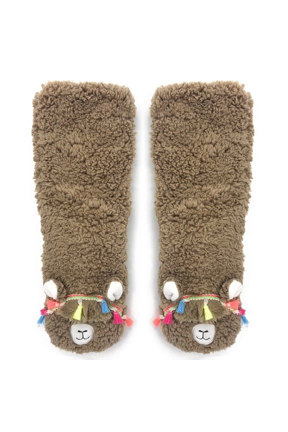 OoohGeez Womens Cozy Animal Slippers, Llama Call You, Warm Fuzzy Grip Socks