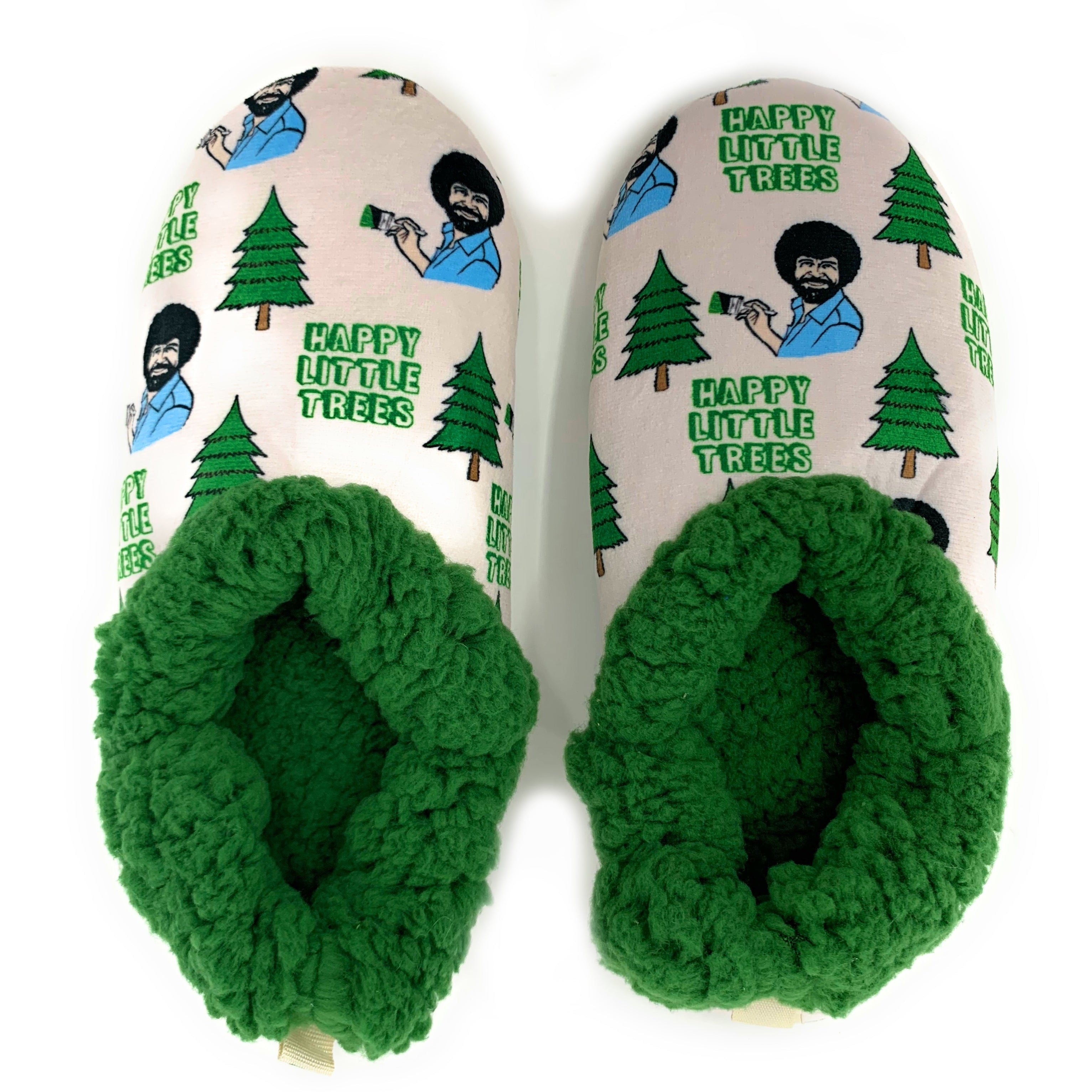 OoohGeez Womens Funny Bob Ross House Non Slip Fluffy Slipper Lil Happy Trees S