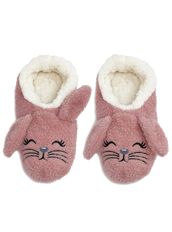 OoohGeez Womens Funny Fuzzy Slippers, Cozy Cute House Shoes with Grippers, Bunny Hop, M