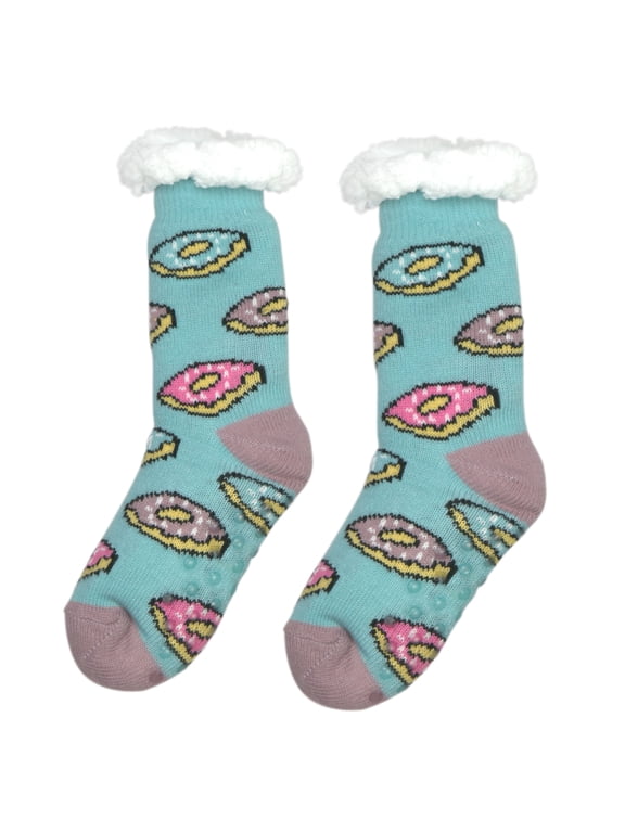 OoohGeez Womens Funny Slipper Socks, Donut Time, Cozy House Non-Slip Socks